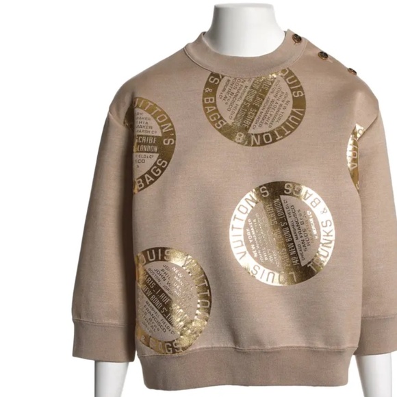 LOUIS VUITTON Beige Gold logo print Top !! - Picture 9 of 9
